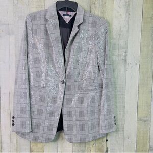 Tommy Hilfiger Size 10 Clear Palette Mixed Patter Black/Gray/White Jacket